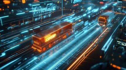 futuristic shipping road hologram