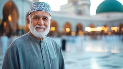 old Muslim man in the courtyard of the grand mosque