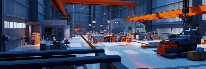 Sticker - Modern Industrial Factory Interior with Machinery