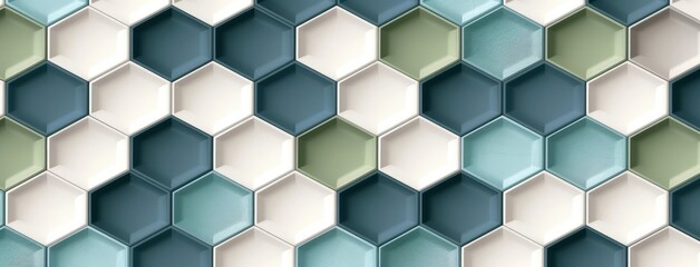 Wall Mural - Hexagonal Tile Pattern in Soothing Colors