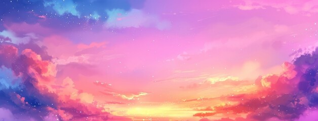 Sticker - Mesmerizing Sunset Sky with Vivid Colors Panoramic