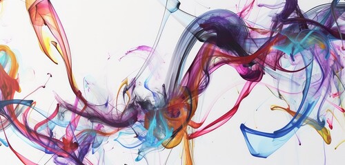 Poster - Vibrant Abstract Smoke Swirls on White Background