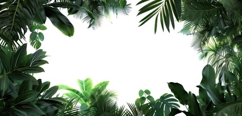 Sticker - Tropical Leaf Frame with White Background Space