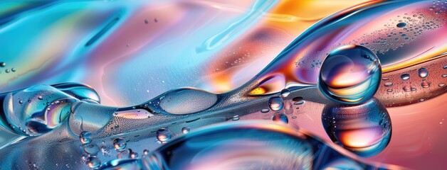 Canvas Print - Vibrant Liquid Colors and Textures with Bubbles