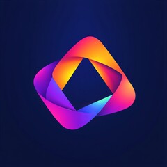 Canvas Print - Abstract colorful square shape logo design with a gradient and vibrant colors.