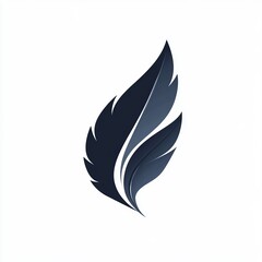 Poster - Abstract dark blue stylized feather logo design.