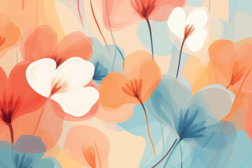 Wall Mural - Abstract floral watercolor art