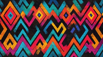 A high-resolution pattern featuring colorful zigzags and diamonds, with Zulu beadwork-inspired shapes, creating a vibrant South African design