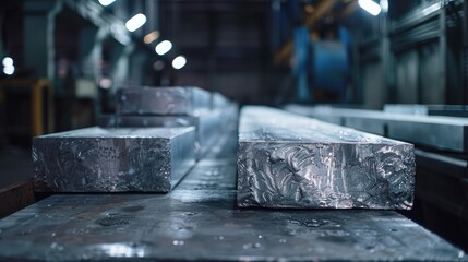 Poster - Shiny Metal Blocks in Industrial Factory