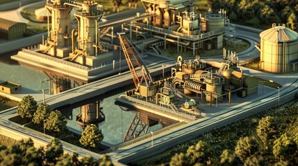 Canvas Print - Aerial View of Industrial Chemical Plant