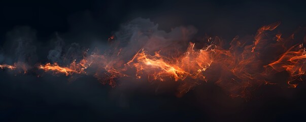 Wall Mural - Abstract Orange and Red Flames and Smoke on Dark Background