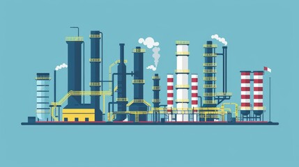 Sticker - Modern Industrial Plant Illustration on Clear Sky