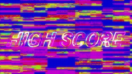 Poster - Animation of high score text over colourful interference