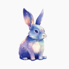 Sticker - Colorful watercolor rabbit illustration