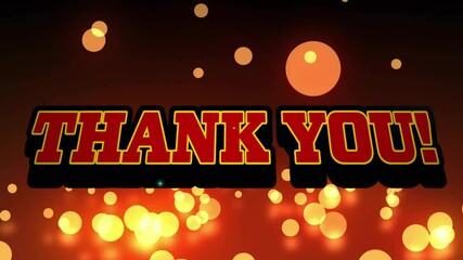 Sticker - Animation of thank you text over light spots on black background