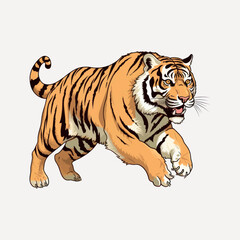 Sticker - Majestic tiger illustration leaping forward