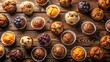 © InspireStock Gallery - Copy space background with a variety of delicious muffins snacks