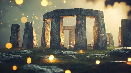 Canvas Print - Ancient stone circle glowing in magical light.