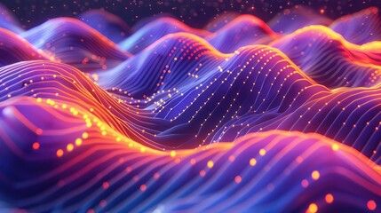 Wall Mural - Vibrant Abstract Digital Wave Patterns