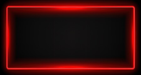 Red neon glowing frame isolated on black background. Perfect for design, technology, or futuristic themes.
