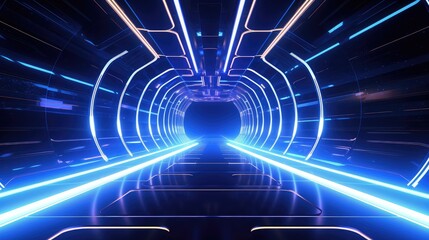 Wall Mural - Neon Lit Futuristic Tunnel