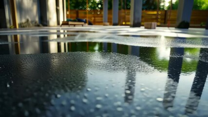 Poster - Close up of a polished surface reflecting sunlight during a construction project in the afternoon