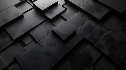 A black and white image of a wall made of black squares generative AI