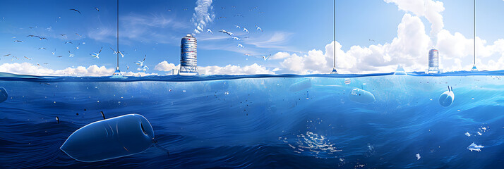 A floating city on the ocean and harnessing wave energy with innovative buoy systems 