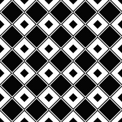 Poster - Black and white seamless geometrical diagonal square pattern background - monochrome repeating abstract vector graphic design