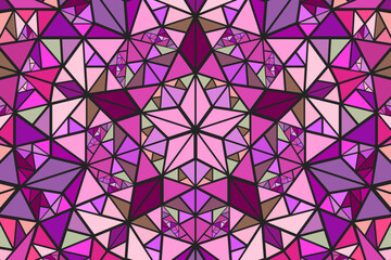Poster - Polygonal geometrical colorful round tiled pattern mosaic background design - psychedelic circular vector graphic
