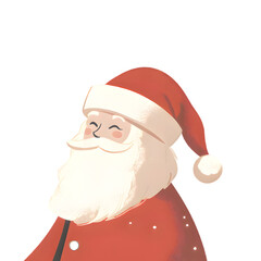 Santa Claus Winter Holiday Illustration in minimal cartoon flat style isolated on transparent background