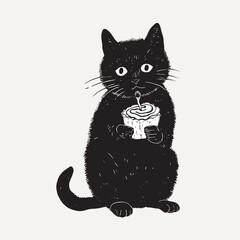 Poster - Cute cat holding cupcake