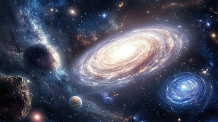 Wall Mural - Galaxy space background cosmos univers Ethereal nebula with vibrant colors and swirling patterns