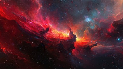 Wall Mural - nebula space galacy ethereal with vibrant colors and swirling patterns universe
