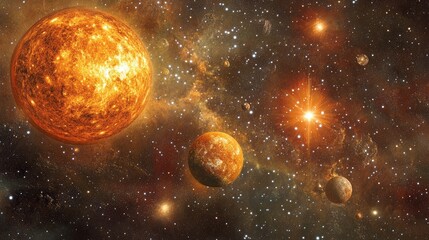 Wall Mural - shimmering glow of celestial bodies in space