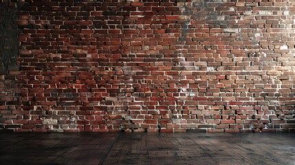 Poster - Old red brick wall in loft interior.