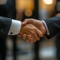 Closeup of two hands shaking in agreement.