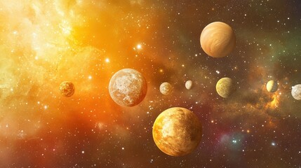 Wall Mural - shimmering glow of celestial bodies in space