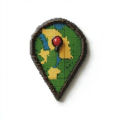 Poster - Pixel art map marker icon on a white background,