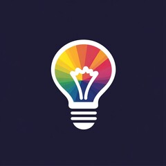 Canvas Print - Colorful light bulb icon with rainbow inside.