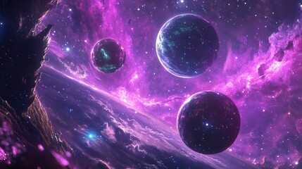 Wall Mural - shimmering glow of celestial bodies in space