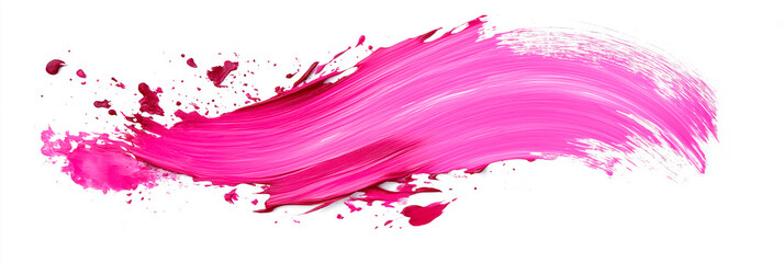 Wall Mural - bright pink brush stroke of paint on white background