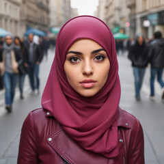 Portrait of a young girl in a hijab. Muslim woman in a headscarf