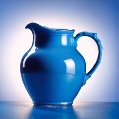 Pitcher jar on blue background.