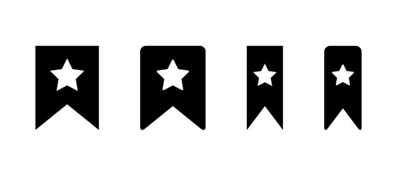 Poster - Bookmark favorite icon set in generic style. Page mark with star concept