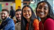 © Irina Ukrainets - A diverse group of friends laughing together in a modern workspace. The vibrant colors and cheerful expressions create a welcoming atmosphere. Perfect for depicting teamwork and joy. AI