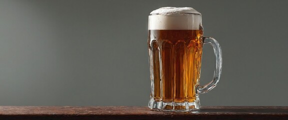 Beer glass on grey background