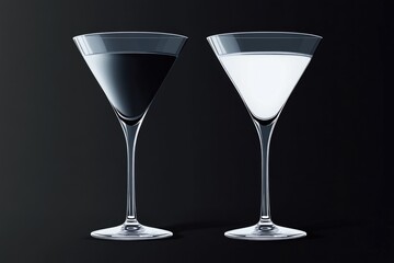 Wall Mural - Two martinis in martini glasses on a black background