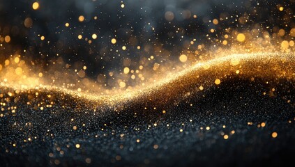 Canvas Print - Golden Sparkles on Black Background