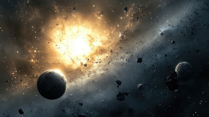 Wall Mural - shimmering glow of celestial bodies in space